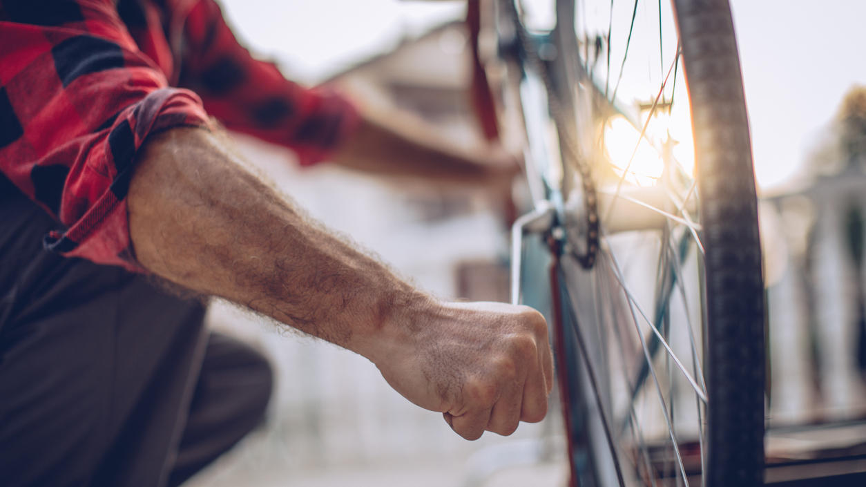 Fahrrad wird repariert