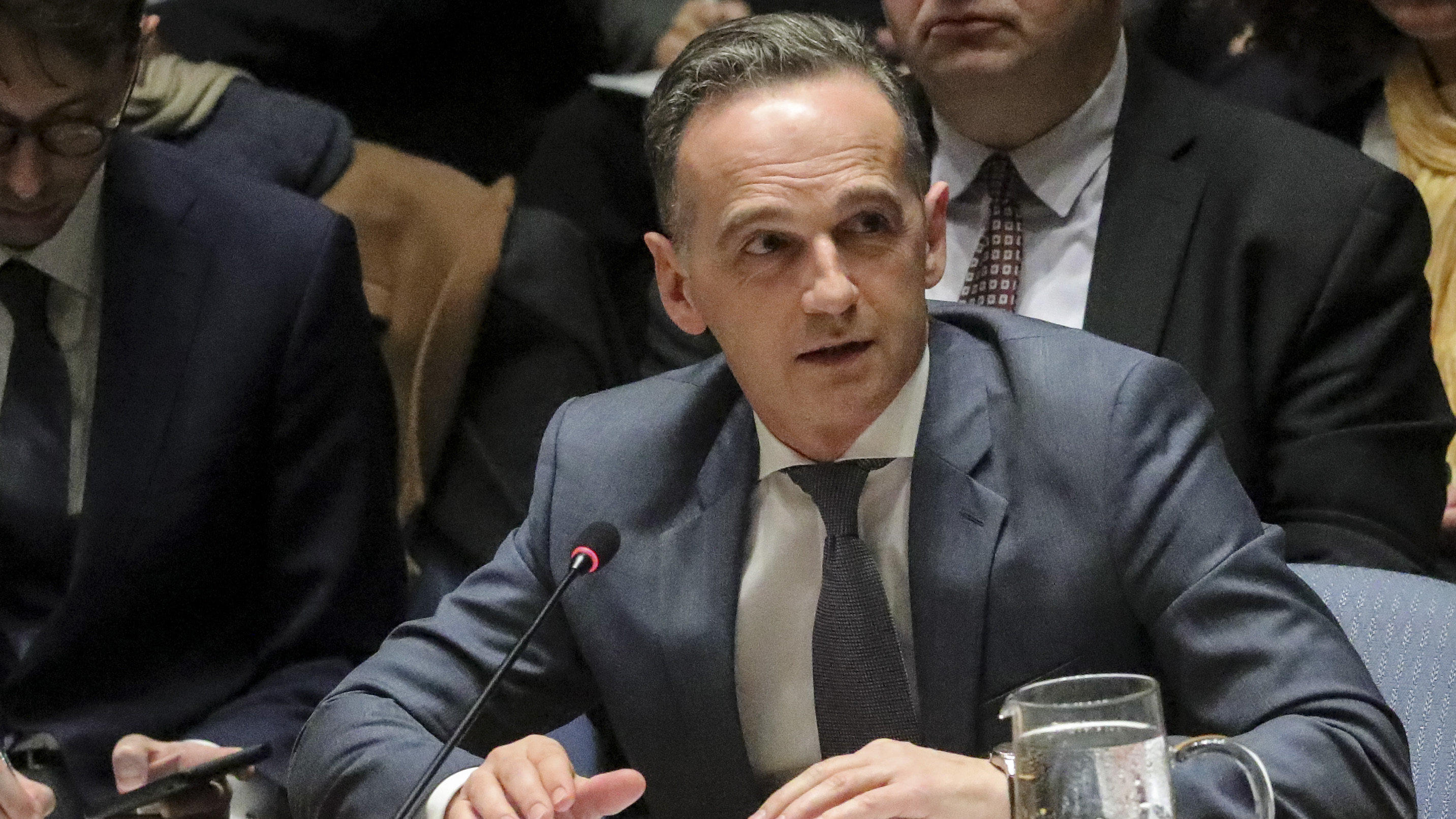 Germany's Foreign Minister Heiko Maas speaks, during a meeting on the nuclear non-proliferation treaty in the United Nations Security Council, Wednesday, Feb. 26, 2020, at U.N. headquarters. (AP Photo/Bebeto Matthews)