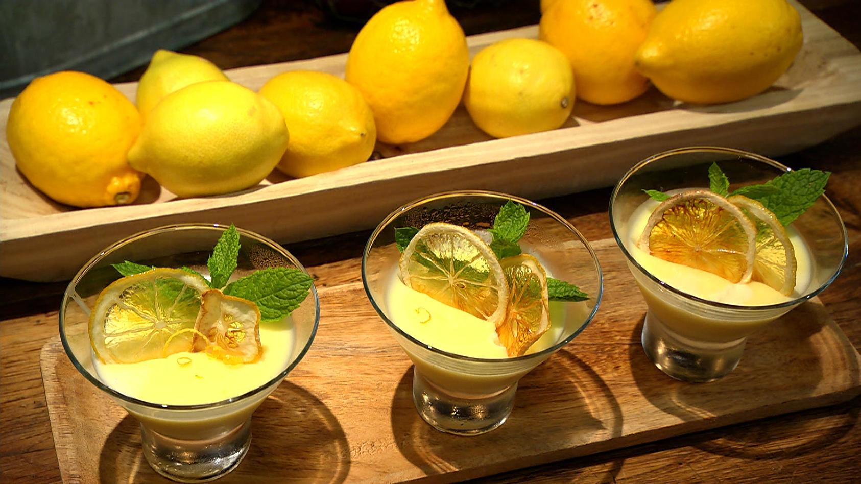 Zitronencreme mit Zitronenkrokant: das Dessert von Meta Hiltebrand und Ronny Loll