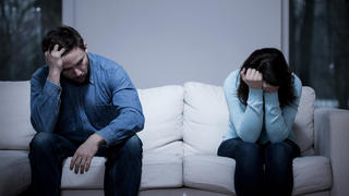 Picture of young couple having difficulties in relationship