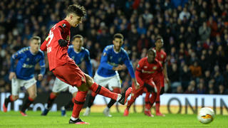 GLASGOW, SCOTLAND - MARCH 12: Kai Havertz of Bayer 04 Leverkusen scores his team's first goal from the penalty spot during the UEFA Europa League round of 16 first leg match between Rangers FC and Bayer 04 Leverkusen at Ibrox Stadium on March 12, 2020 in Glasgow, United Kingdom. (Photo by Mark Runnacles/Getty Images)