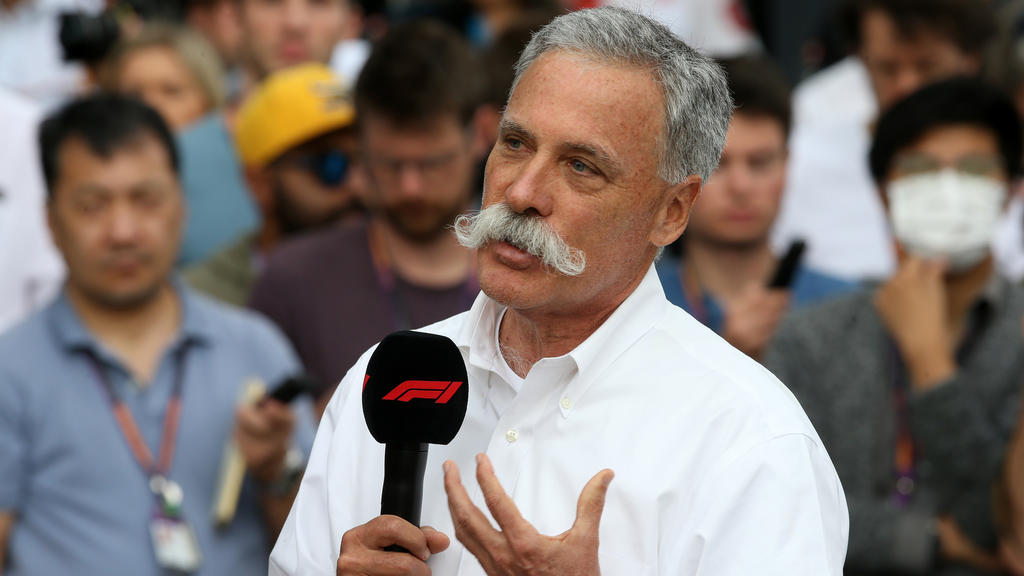 MELBOURNE, AUSTRALIA - MARCH 13: Chase Carey, CEO and Executive Chairman of the Formula One Group, talks as a press conference is held outside the paddock after for the F1 Grand Prix of Australia was cancelled at Melbourne Grand Prix Circuit on March