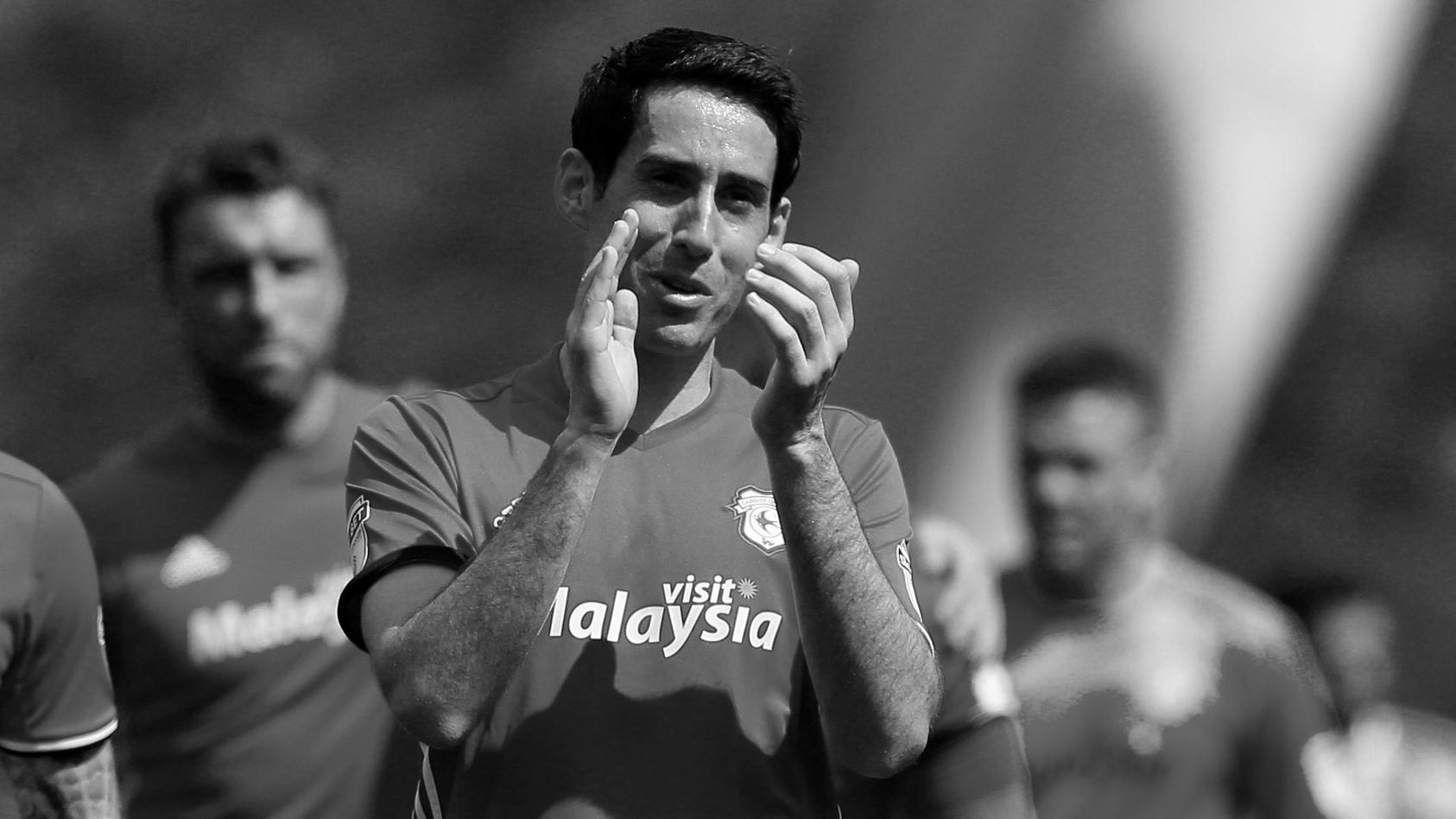 Cardiff City's Peter Whittingham applauds the fans after the match