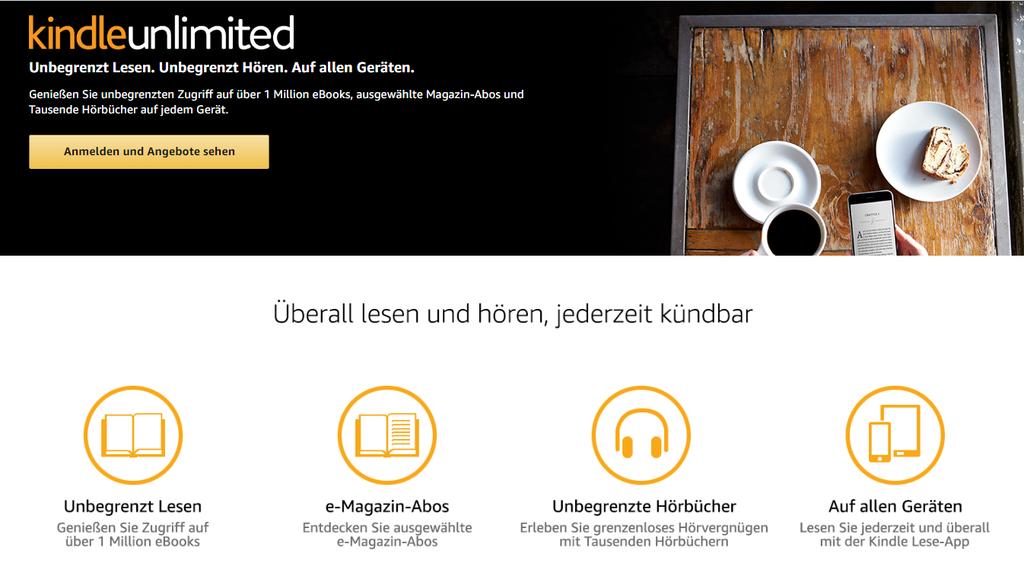 Kindle Unlimited ist Amazons Leseflatrate für eBooks, Magazine und Hörbücher.