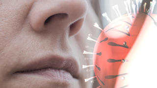 Coronavirus kommt durch Nase in unseren Körper.