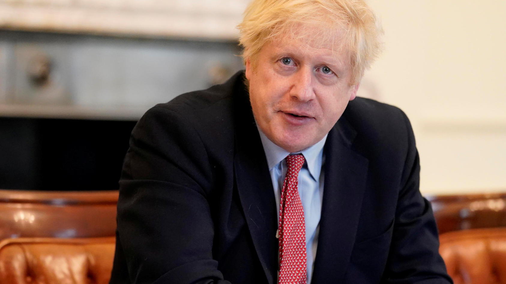 Britain's Prime Minister Boris Johnson chairs a meeting to update on the coronavirus disease (COVID-19) outbreak, in the cabinet room of the 10 Downing Street in London, Britain April 27, 2020. Andrew Parsons/10 Downing Street/Handout via REUTERS THI