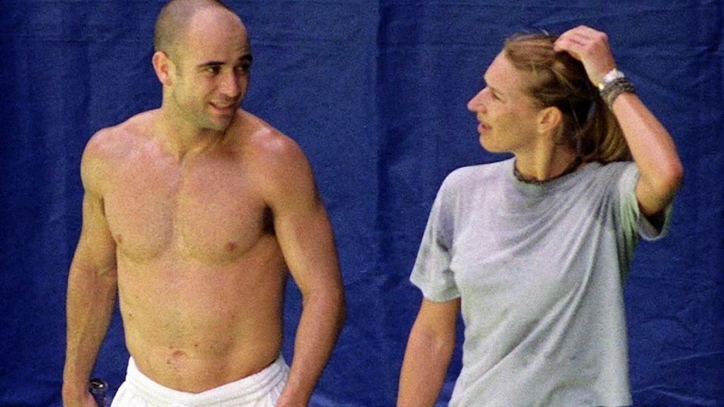 Agassi mit Steffi Training