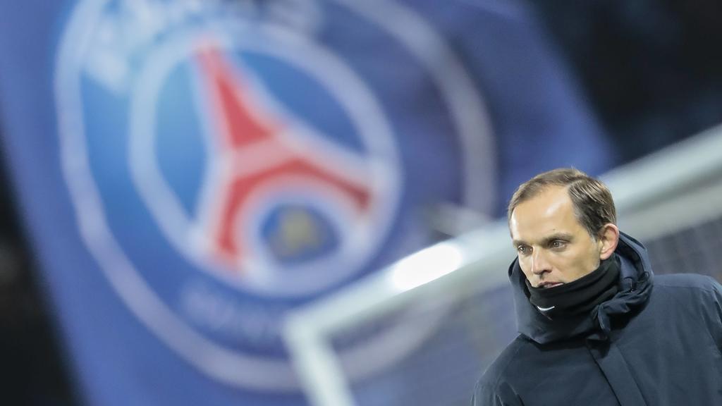 Thomas TUCHEL PSG, regard lointain inteerogateur en fin de match avec la pespective de se priver de Neymar da Silva Santos Junior - Neymar Jr PSG pour la rencontre contre Manchester United ManU en Champions League FOOTBALL : PSG v STRASBOURG - 16e d