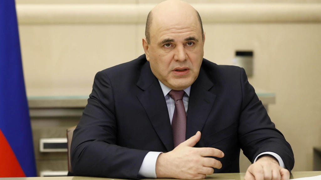 Moskau, Ministerpräsident Mischustin während Videokonferenz MOSCOW, RUSSIA - APRIL 6, 2020: Russia s Prime Minister Mikhail Mishustin during a meeting with deputy prime ministers via a videoconference link. Dmitry Astakhov/POOL/TASS PUBLICATIONxINxGE