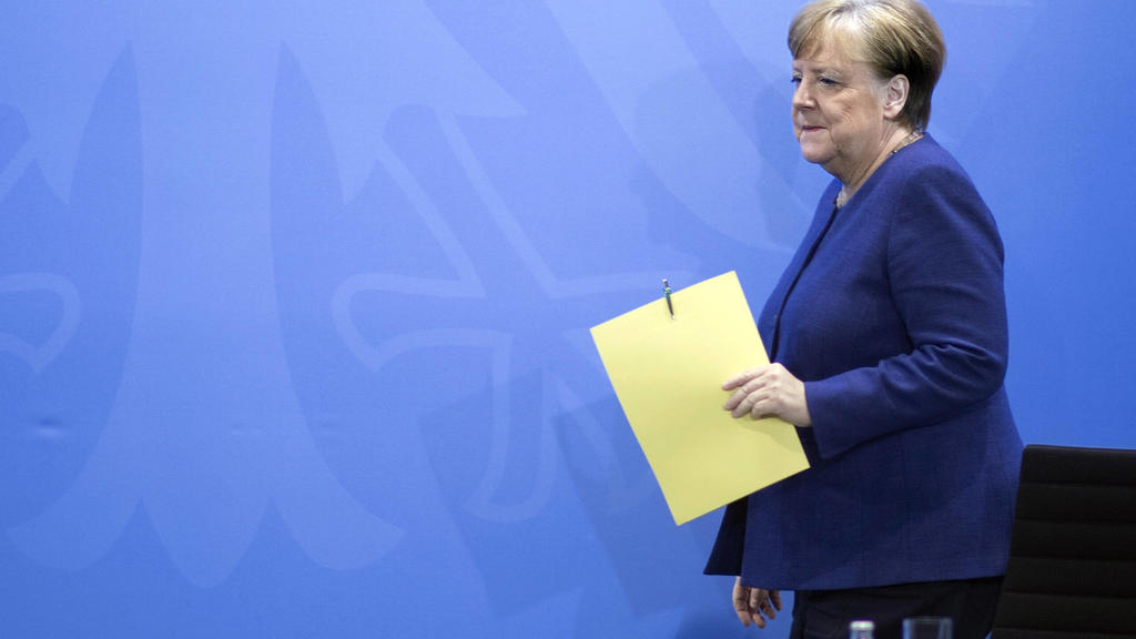 Angela Merkel, Press Call Coronavirus Crisis DEU, Deutschland, Germany, Berlin, 30.04.2020 Bundeskanzlerin Angela Merkel waehrend der Pressekonferenz nach der Telefonschaltkonferenz mit den Regierungschefs der Laender zu Massnahmen zur Eindaemmung d