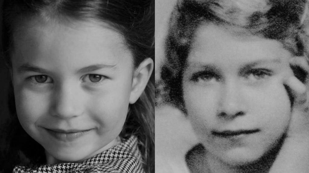 Prinzessin Charlotte Elizabeth Diana von Cambridge (l.) und ihre Ur-Oma Queen Elizabeth II. (r.) sahen sich als Kinder sehr ähnlich.