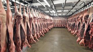  Sides of pork in cold store of a slaughterhouse property released PUBLICATIONxINxGERxSUIxAUTxHUNxONLY LYF000192