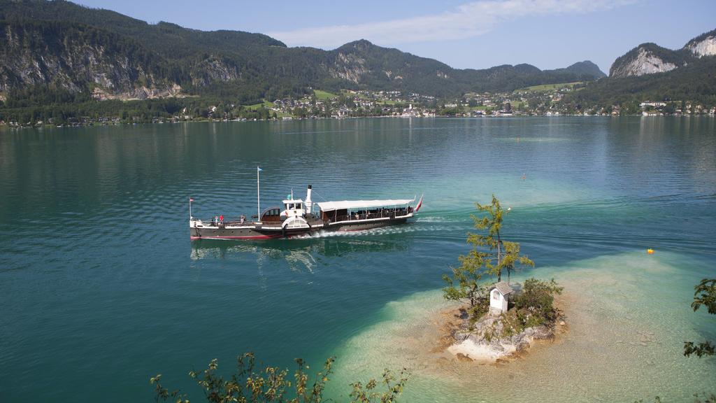 Raddampfer, Passagierschiff, Kaiser Franz Josef, Ochsenkreuz, Wolfgangsee, St. Gilgen, Salzkammergut, Österreich, Europa iblwwe03692539.jpg Bitte beachten Sie die gesetzlichen Bestimmungen des deutschen Urheberrechtes hinsichtlich der Namensnennung