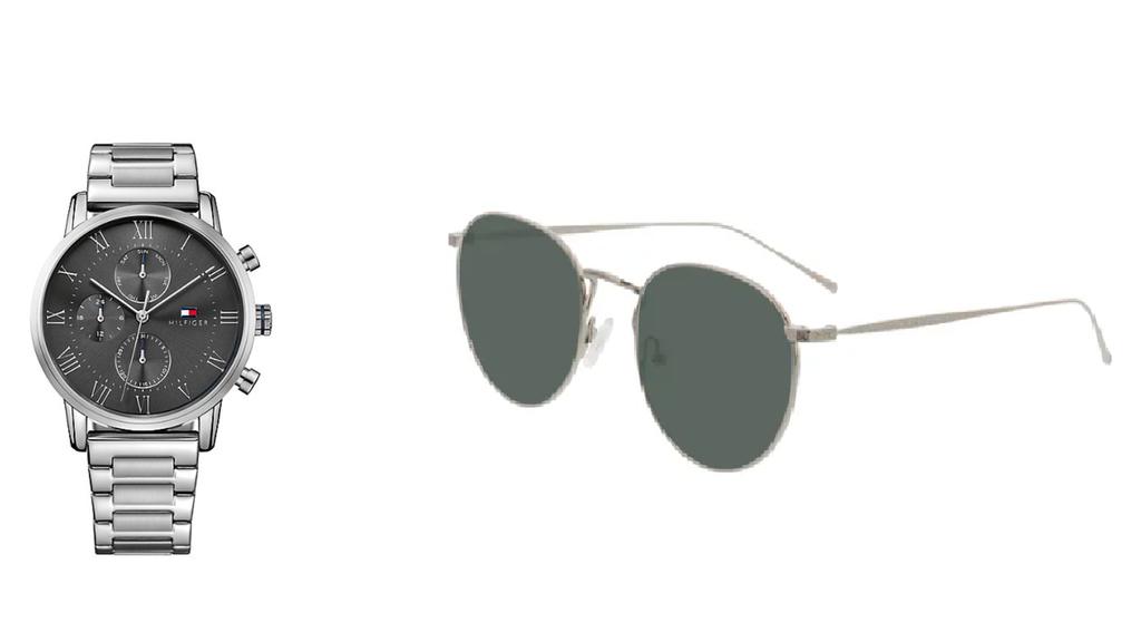 Sonnenbrille von Brille24, Uhr von Tommy Hilfiger.