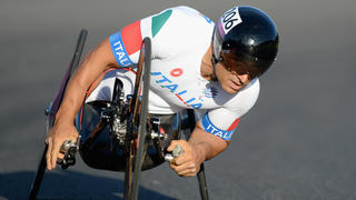 LONGFIELD, ENGLAND - SEPTEMBER 08:  Alessandro Zanardi of Italy competes in the Mixed H 1-4  relay on day 10 of the London 2012 Paralympic Games at Brands Hatch on September 8, 2012 in Longfield, England.  (Photo by Gareth Copley/Getty Images)