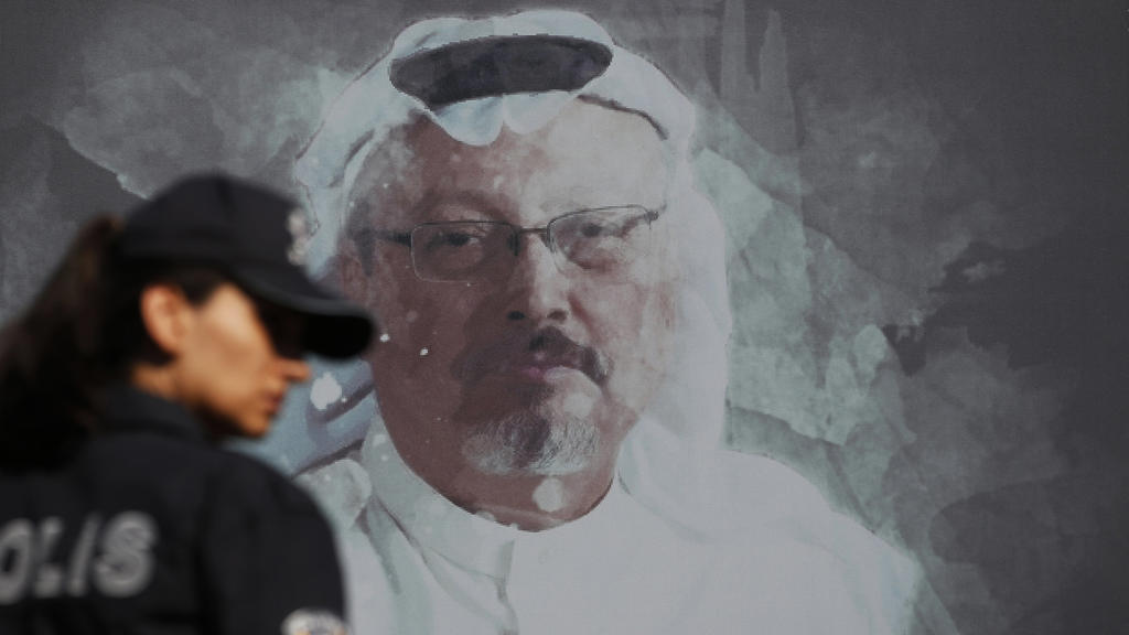Porträt von Jamal Kashoggi in Istanbul nahe der saudischen Botschaft