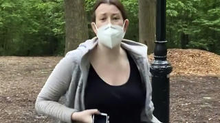 FILE - This file image made from May 25, 2020 video provided by Christian Cooper, shows Amy Cooper with her dog talking to Christian Cooper in Central Park in New York. Amy Cooper, walking her dog who called the police during a videotaped dispute with Christian Cooper, a Black man, was charged Monday, July 6, 2020, with filing a false report. (Christian Cooper via AP, File)