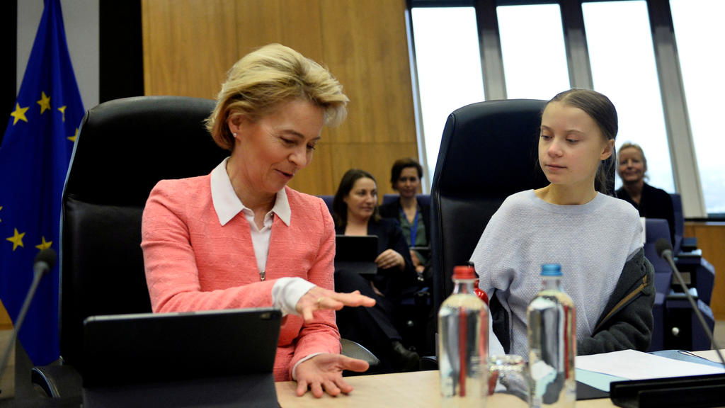 Greta Thunberg mit der Präsidentin der Europäischen Kommission, der deutschen Politikerin Ursula Von der Leyen.