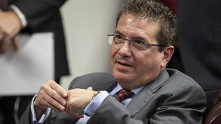 FILE - This Jan. 2, 2020, file photo shows Washington Redskins owner Dan Snyder listening to head coach Ron Rivera during a news conference at the team's NFL football training facility, in Ashburn, Va. Snyder has hired a D.C. law firm to review the Washington NFL team's culture, policies and allegations of workplace misconduct. Beth Wilkinson of Wilkinson Walsh LLP confirmed to The Associated Press that the firm had been retained to conduct an independent review. (AP Photo/Alex Brandon, File)