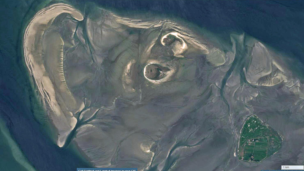 Satellitenbild von der neuen Sandbank