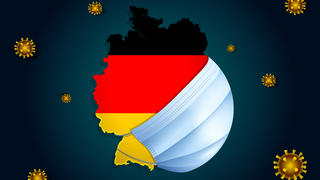 Deutschlandkarte mit Corona-Maske