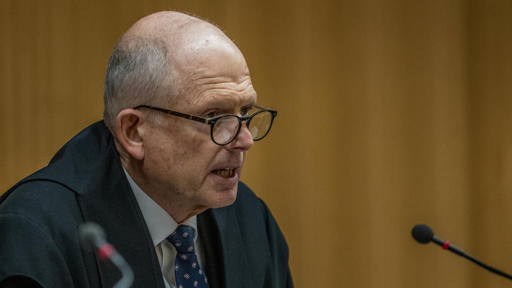 Justice Cameron Mander sentences the gunman who shot and killed worshippers in the Christchurch mosque attacks, at the High Court in Christchurch, New Zealand, August 27, 2020. John Kirk-Anderson/Pool via REUTERS