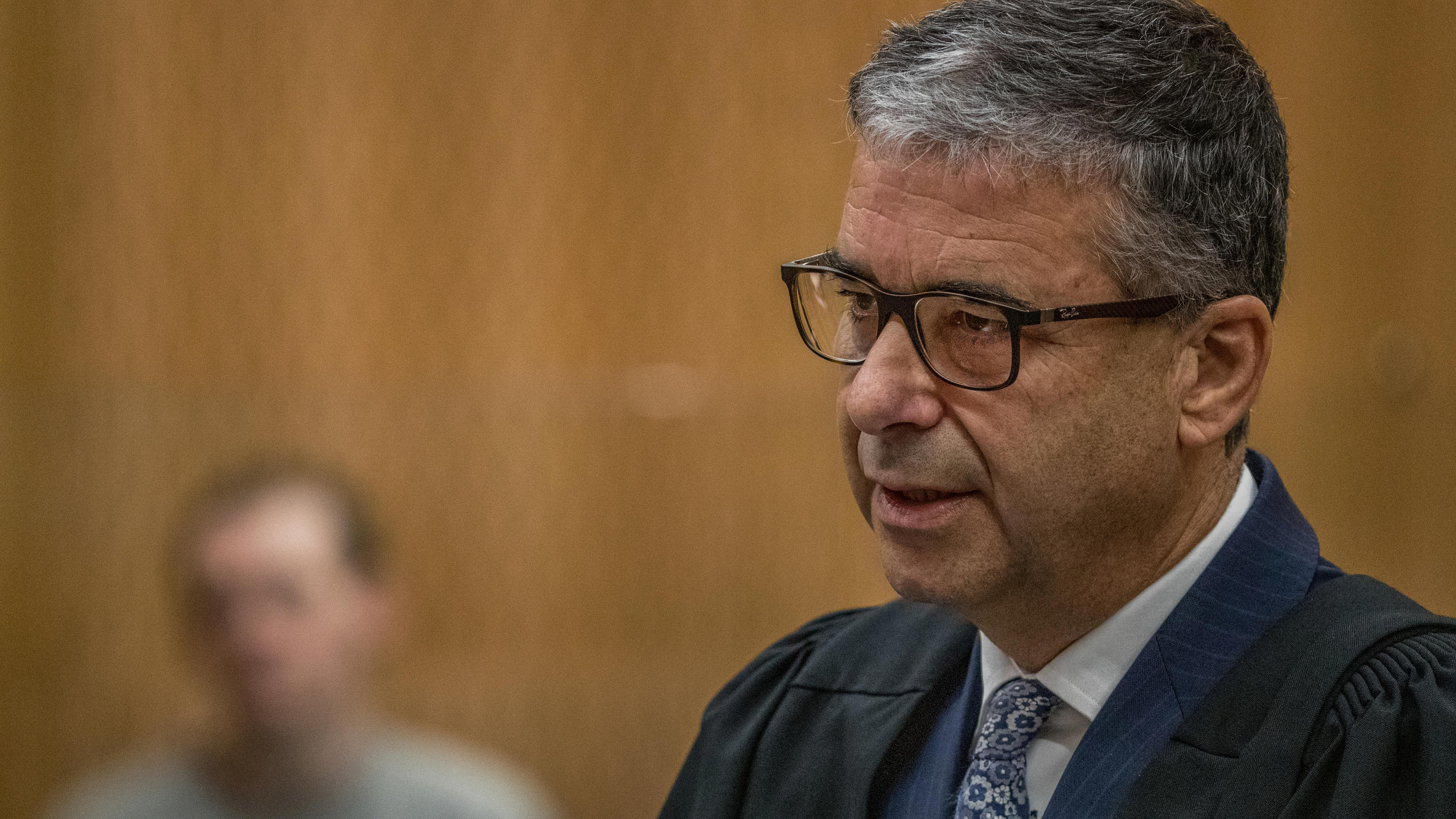 Crown prosecutor Mark Zarifeh delivers his submission during the sentencing of the gunman who shot and killed worshippers in the Christchurch mosque attacks, at the High Court in Christchurch, New Zealand, August 27, 2020.  John Kirk