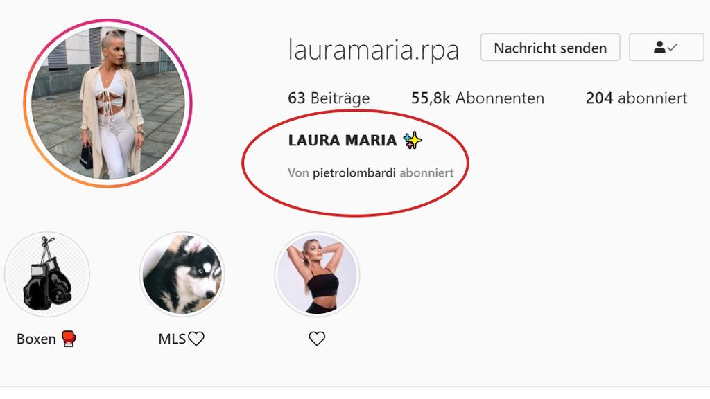 Pietro Lombardi folgt Influencerin Laura Maria.