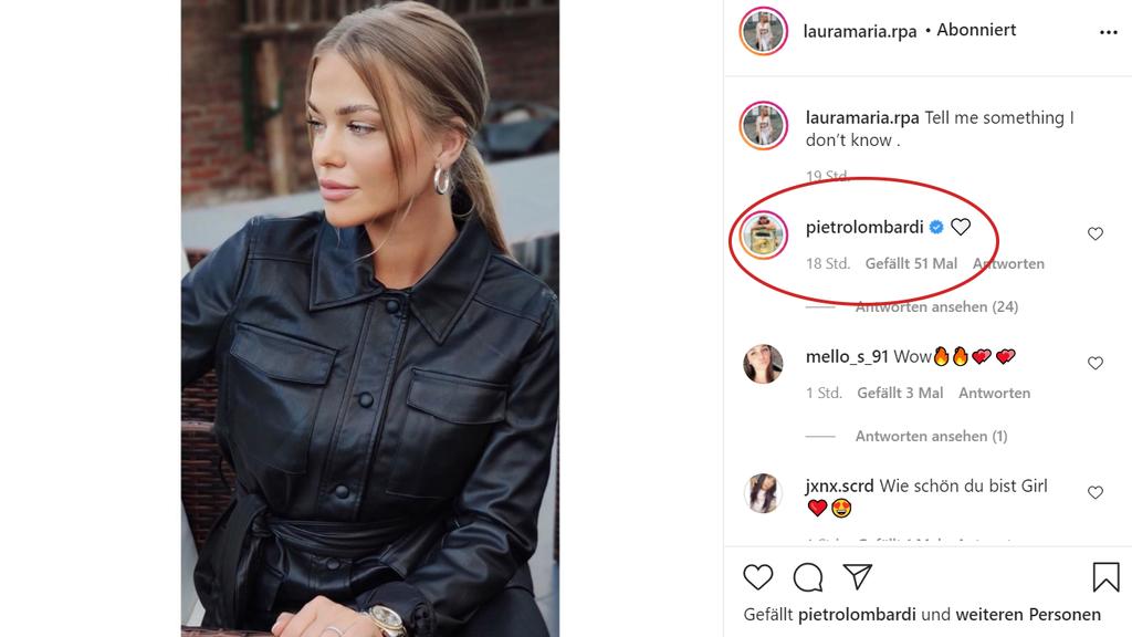 Pietro hinterlässt ein vielsagendes Herz unter ihrem Bild.
