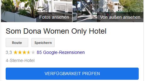 Ein Screenshot der Googlesuche nahc dem Hotel Som Dona