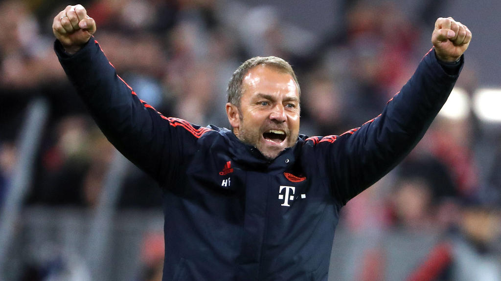 Bilder des Jahres 2019, Sport 11 November Sport Themen der Woche KW45 Sport Bilder des Tages Fussball Champions League FC Bayern - Olympiacos FC 2:0 Jubel beim neuen FC Bayern Trainer Hansi Flick nach dem 2:0 München Deutschland Allianz Arena *** Fo
