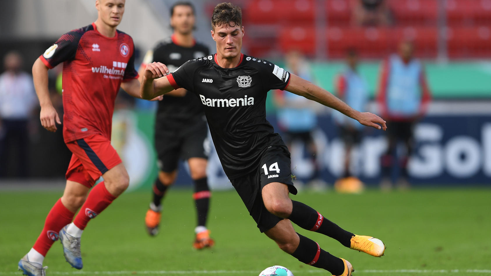 LEVERKUSEN, GERMANY - SEPTEMBER 13: Patrik Schick of Leverkusen controls the ball during the DFB Cup first round match between Eintracht Norderstedt and Bayer 04 Leverkusen at BayArena on September 13, 2020 in Leverkusen, Germany. (Photo by Frederic 