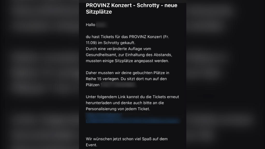 E-Mail des Veranstalters des "Provinz"-Konzertes