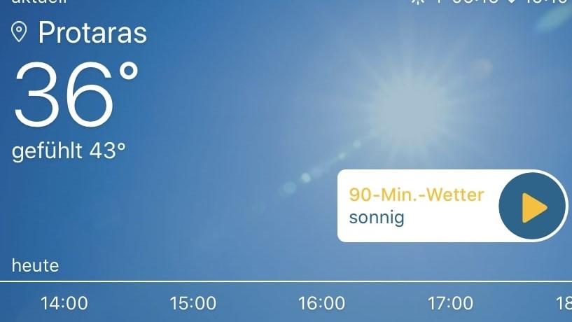 Screenshot von Wetterapp