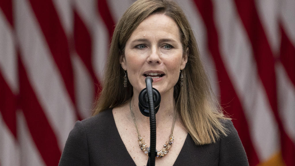 Judge Amy Coney Barrett speaks after President Donald Trump announced her as his nominee to the Supreme Court, in the Rose Garden at the White House, Saturday, Sept. 26, 2020, in Washington. (AP Photo/Alex Brandon)