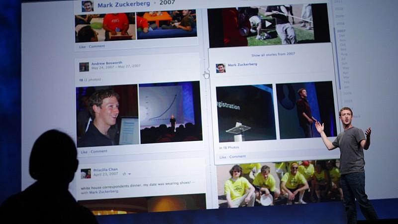 Facebook-Gründer Mark Zuckerberg präsentiert seine eigene 'Timeline' - sie ist bald für alle Nutzer Pflicht.