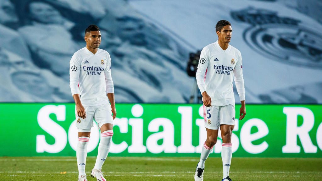 October 21, 2020, Madrid, Spain: Casemiro of Real Madrid with Raphael Varane of Real Madrid during the UEFA Champions League match between Real Madrid and FC Shakhtar Donetsk at at Estadio Alfredo Di Stefano on October 21, 2020 in Madrid, Spain. Madr