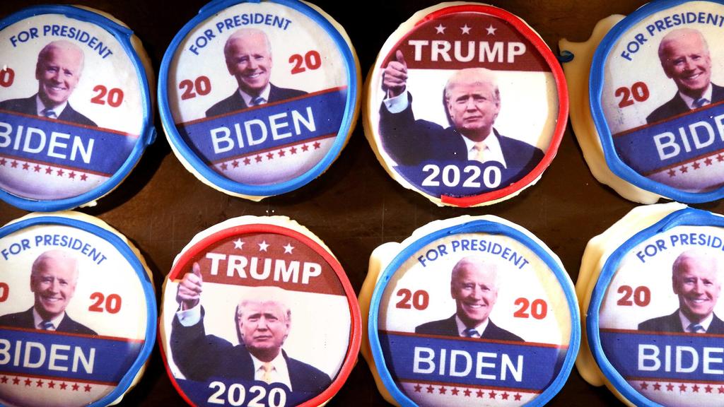October 20, 2020, Tampa, Florida, USA: Trump and Biden cookies are among the bakery items available for sale on Tuesday, Oct. 20, 2020, at Alessi Bakery, 2909 W Cypress St, in Tampa. The bakery is continuing with their annual tradition of selling el