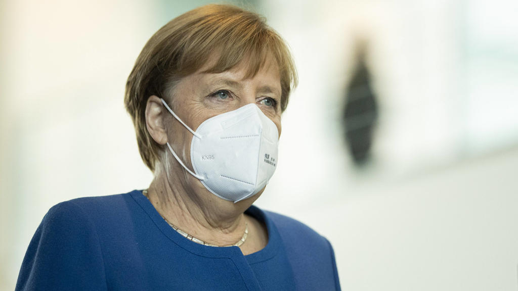 Angela Merkel, Bundeskanzlerin, aufgenommen waehrend einer Pressekonferenz mit Mustafa al-Kadhimi nicht im Bild, Ministerpraesident vom Irak, in Berlin, 20.10.2020. Berlin Deutschland *** Angela Merkel, Chancellor, taken during a press conference wi