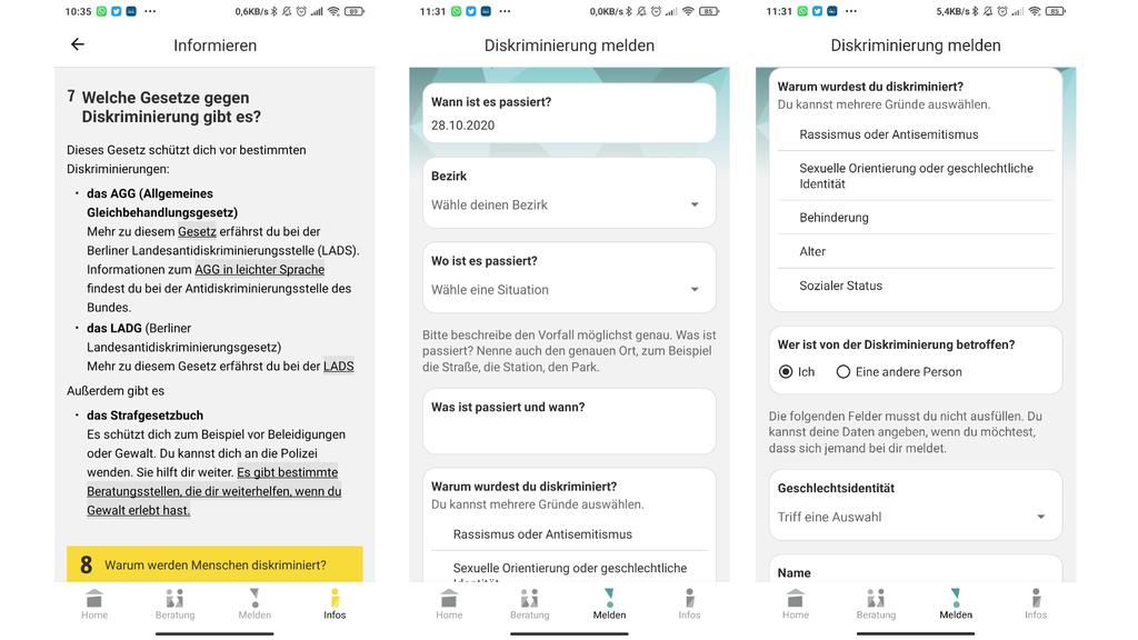 Betroffene können direkt ihr Diskriminierungserlebnis schildern und nach Hilfe suchen.