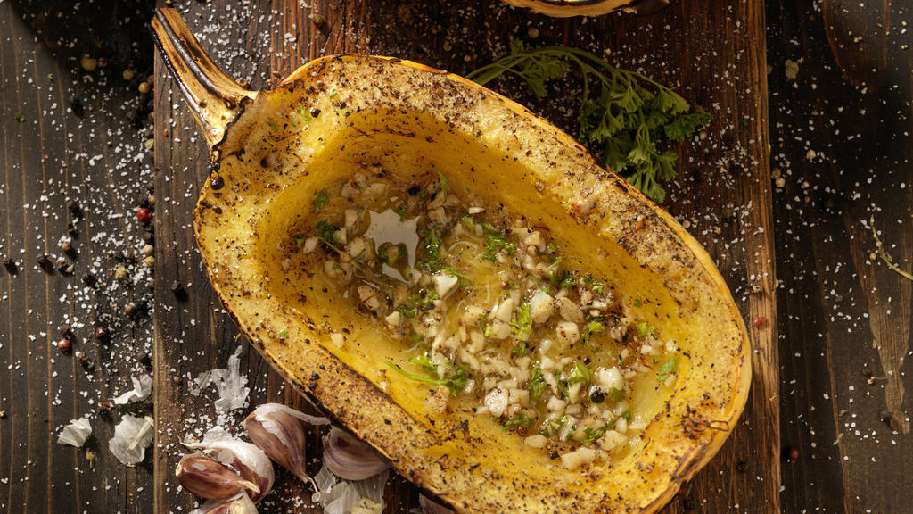 Spaghetti Squash with Garlic Herb Butter - Photographed on Hasselblad H3D2-39mb Camera
