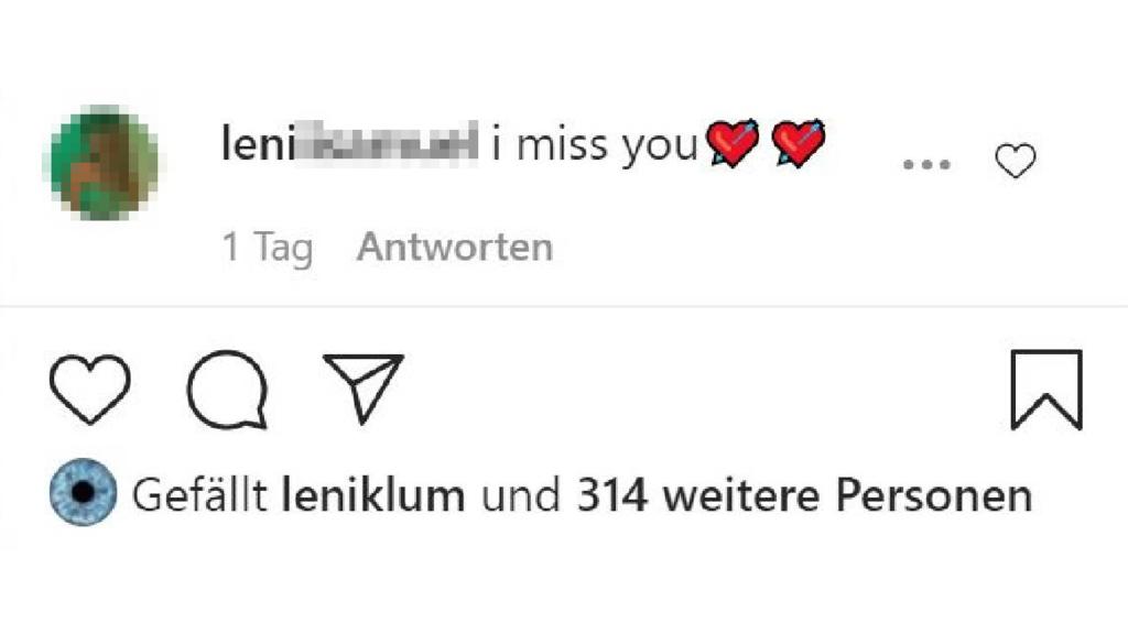 Diese Botschaft schickt Leni ihrem Freund bei Instagram.