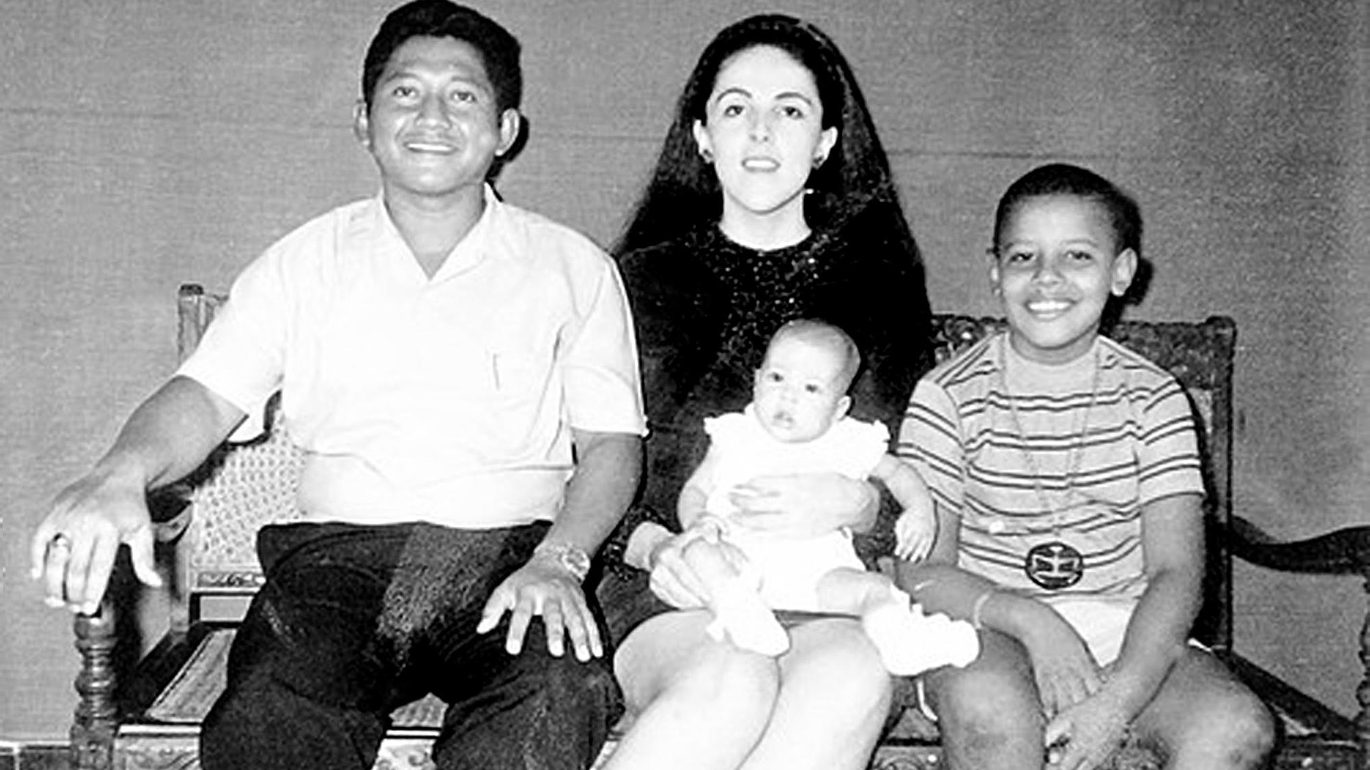 Democratic Presidential candidate Sen. Barack Obama (D-IL) is pictured with his mother Ann (C), his half-sister Maya Soetoro, and his stepfather Lolo Soetoro (L) in an undated childhood photo taken in Jakarta, Indonesia. Obama lived and attended loca