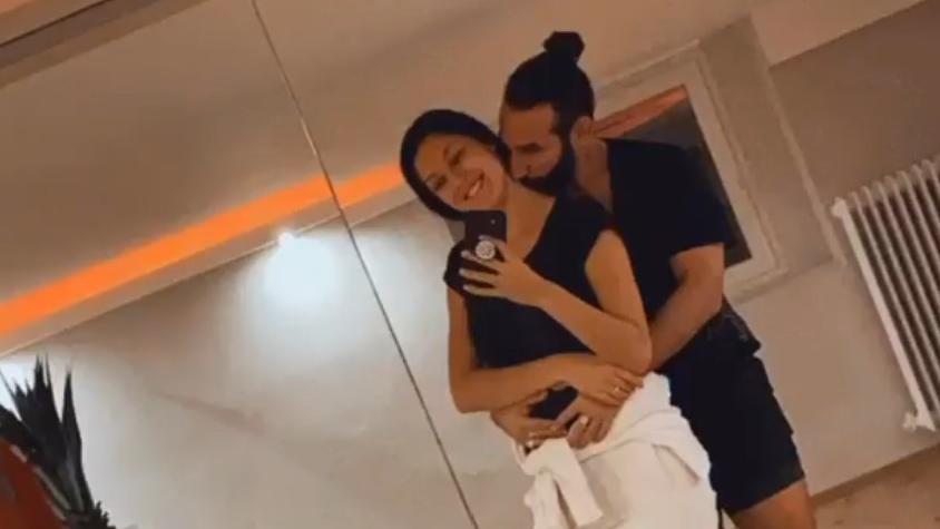 Rebecca Mir und Massimo Sinató nach ihrem Home-Workout.