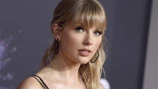 FILE - This Nov. 24, 2019 file photo shows Taylor Swift at the American Music Awards in Los Angeles. Swift was named songwriter of the year at the second annual Apple Music Awards. (Photo by Jordan Strauss/Invision/AP, File)