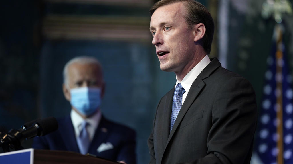 President-elect Joe Biden's national security adviser nominee Jake Sullivan speaks at The Queen theater, Tuesday, Nov. 24, 2020, in Wilmington, Del. (AP Photo/Carolyn Kaster)