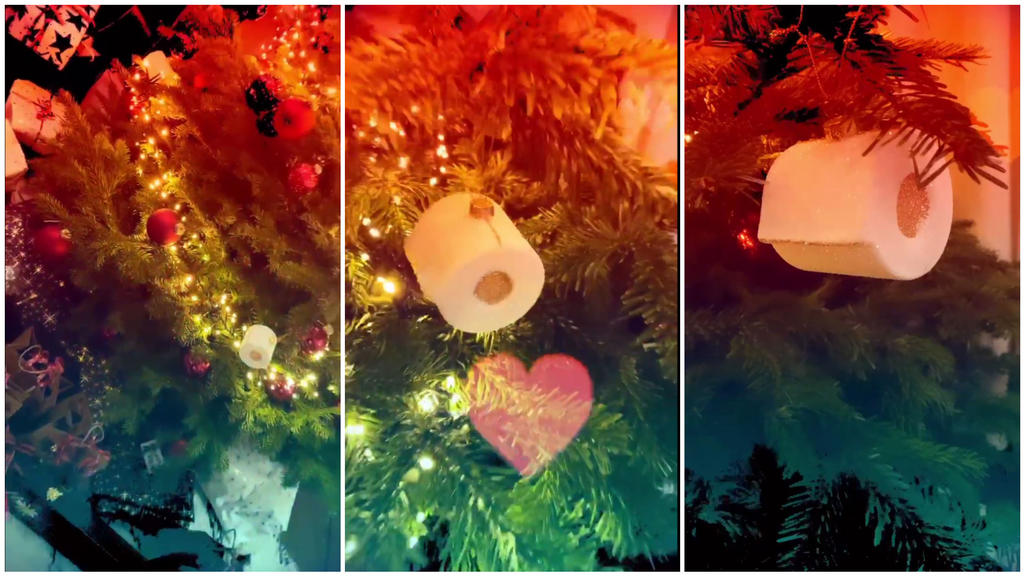 Heidi Klums Weihnachtsbaum ist mit Klopapierrollen geschmückt