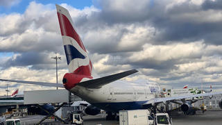  British Airways One World passenger jet Boing 747 Jumbo at International Airport London Heathrow in London, Great Britain, Februar 25, 2020.