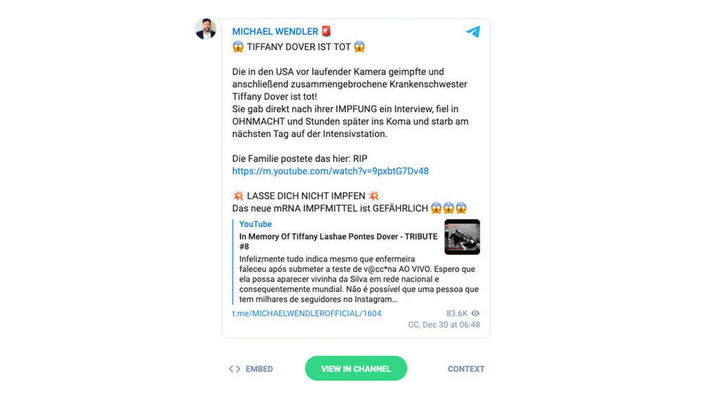 Michael Wendlers Post bei Telegram