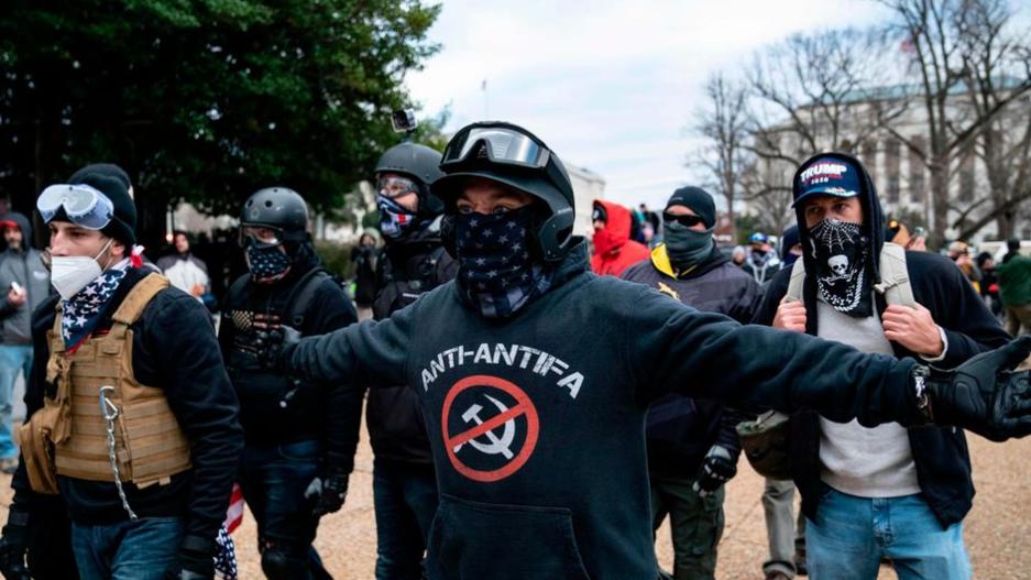 Kapitol-Stürmer mit einem „Anti-Antifa“-Pullover in Washington. 